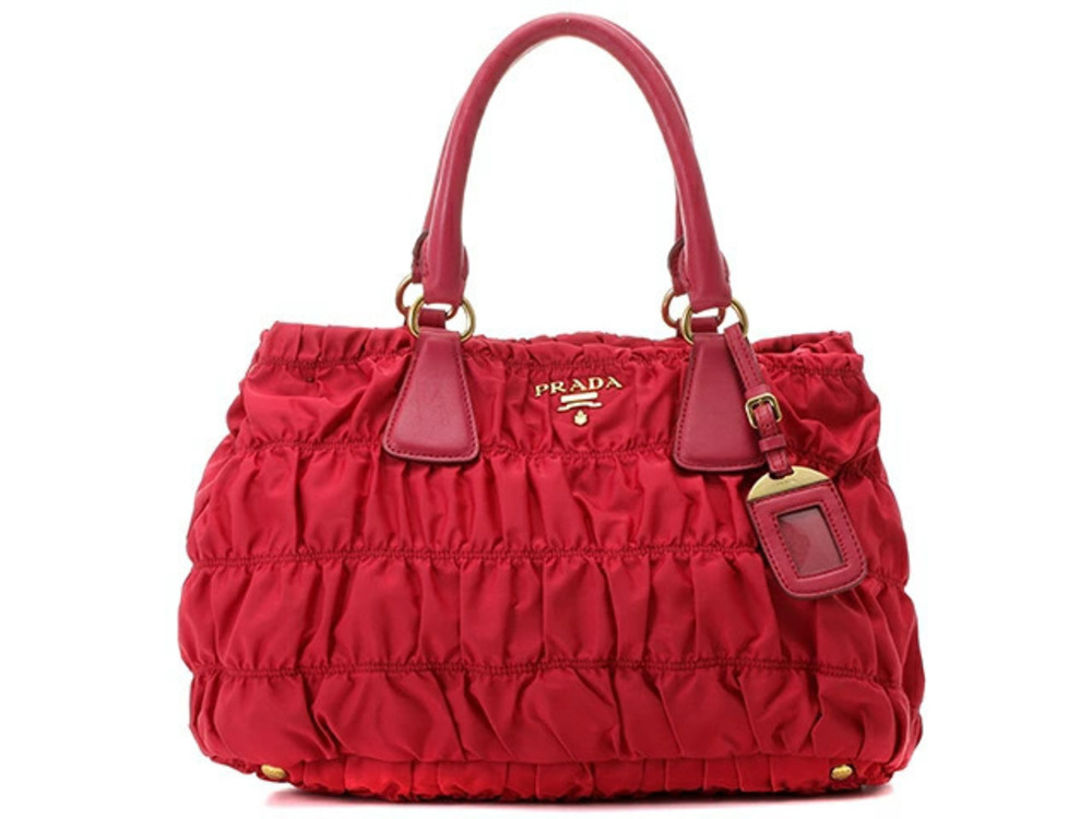 Prada Bag Shoulder Gathered Calf Pink IBSCO